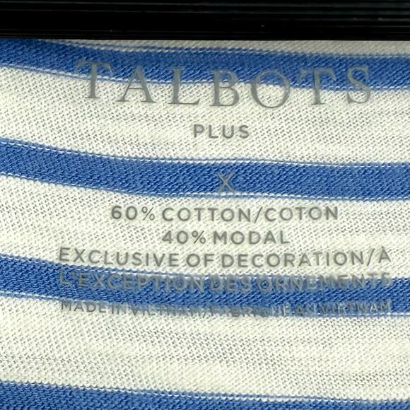 Talbots Plus Size X 0X 1X Modal Cotton Teacher Apple Blue Blouse Shirt Top Women - Picture 2 of 9